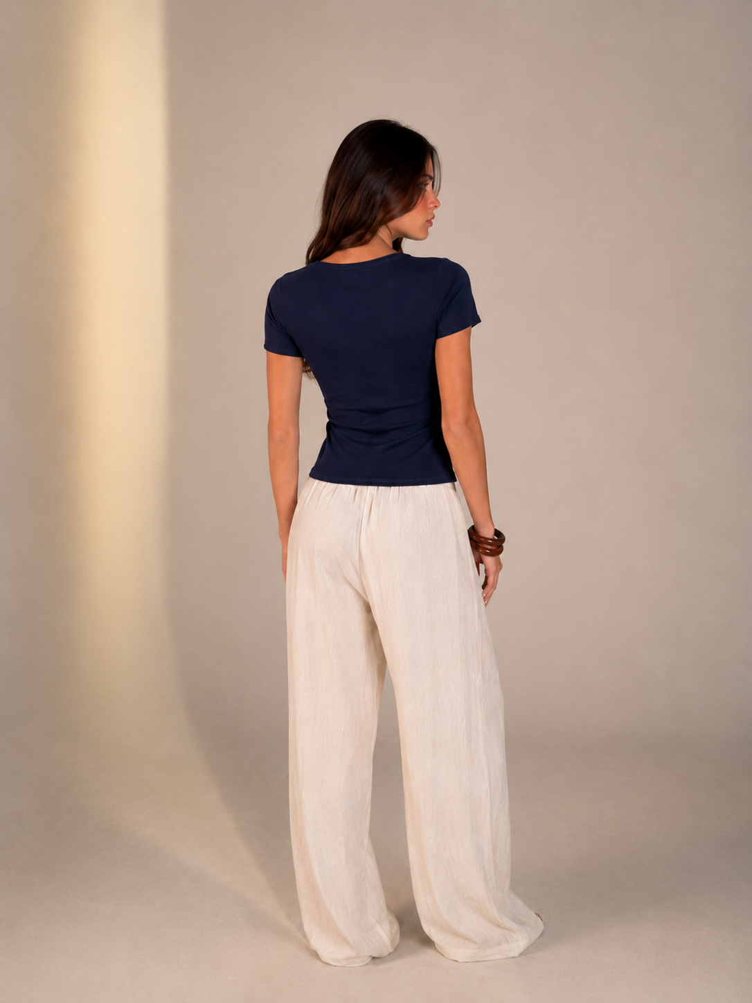 NAVY BUTTON TOP