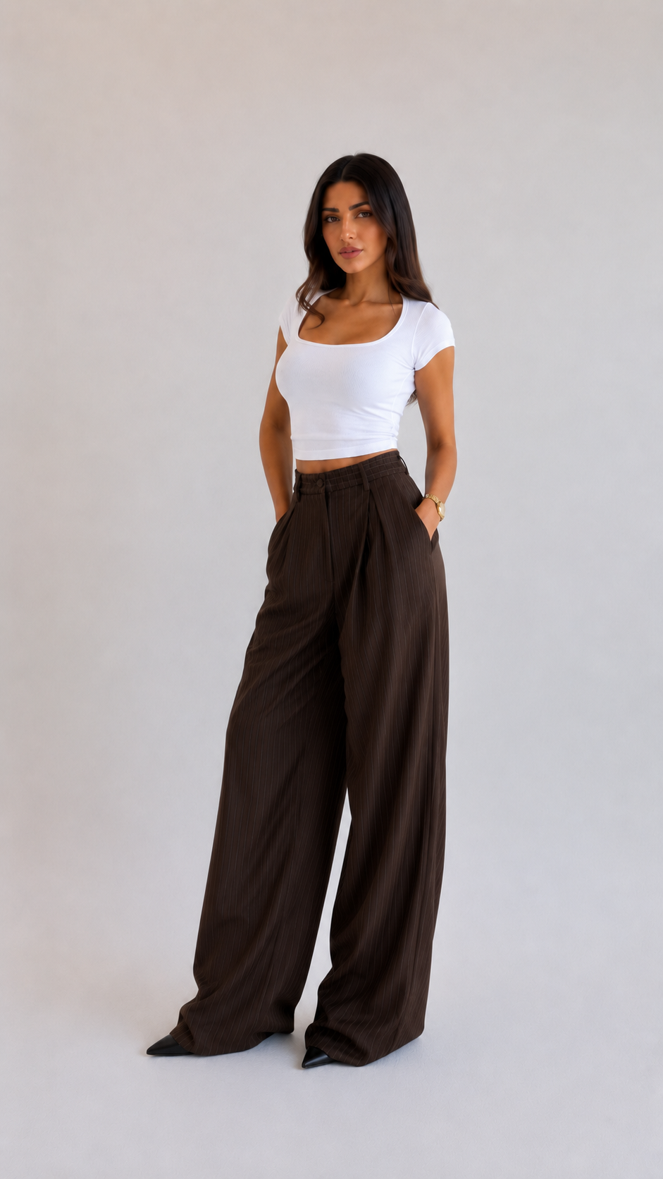 BROWN STRIPED PANTS