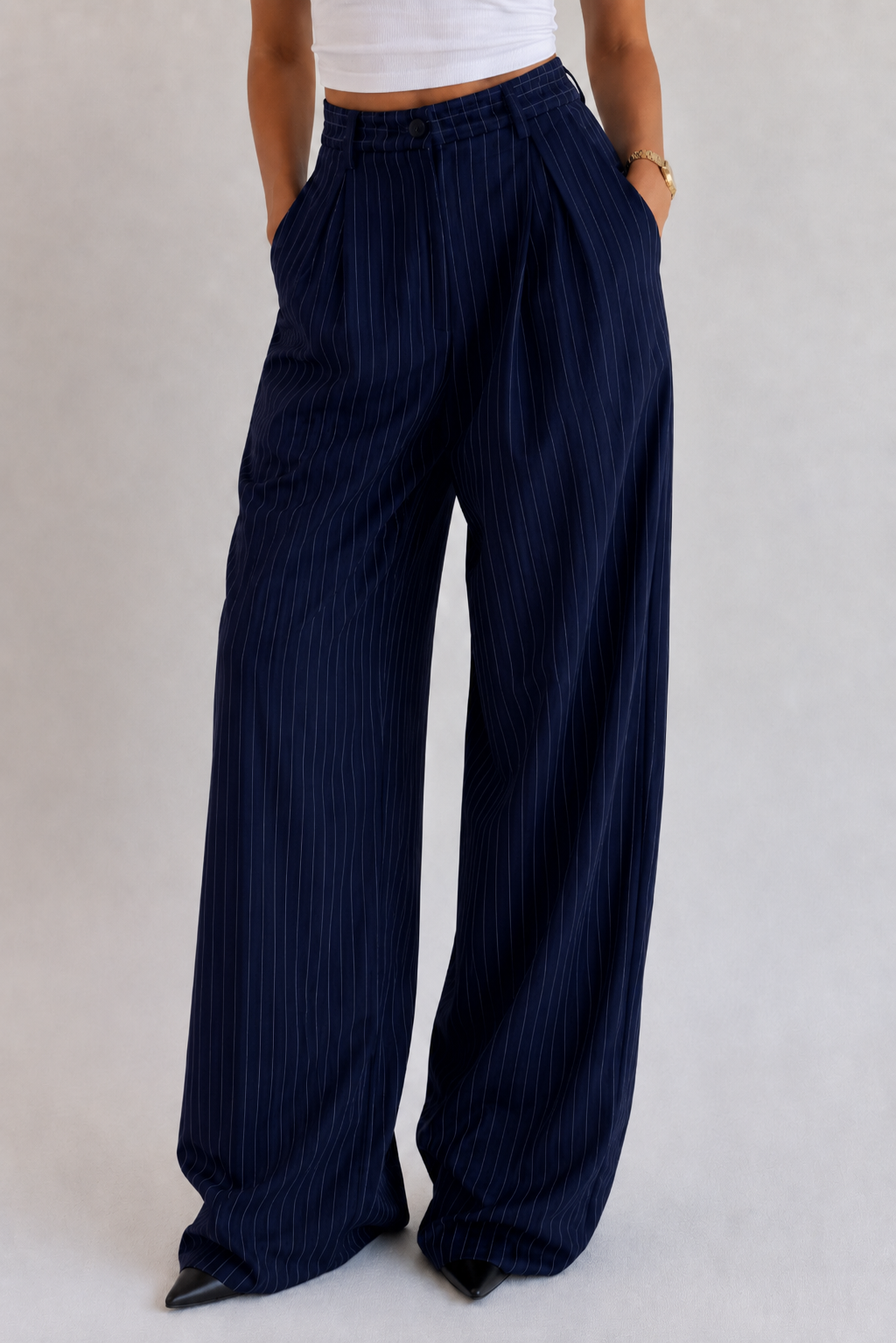 NAVY STRIPED PANTS