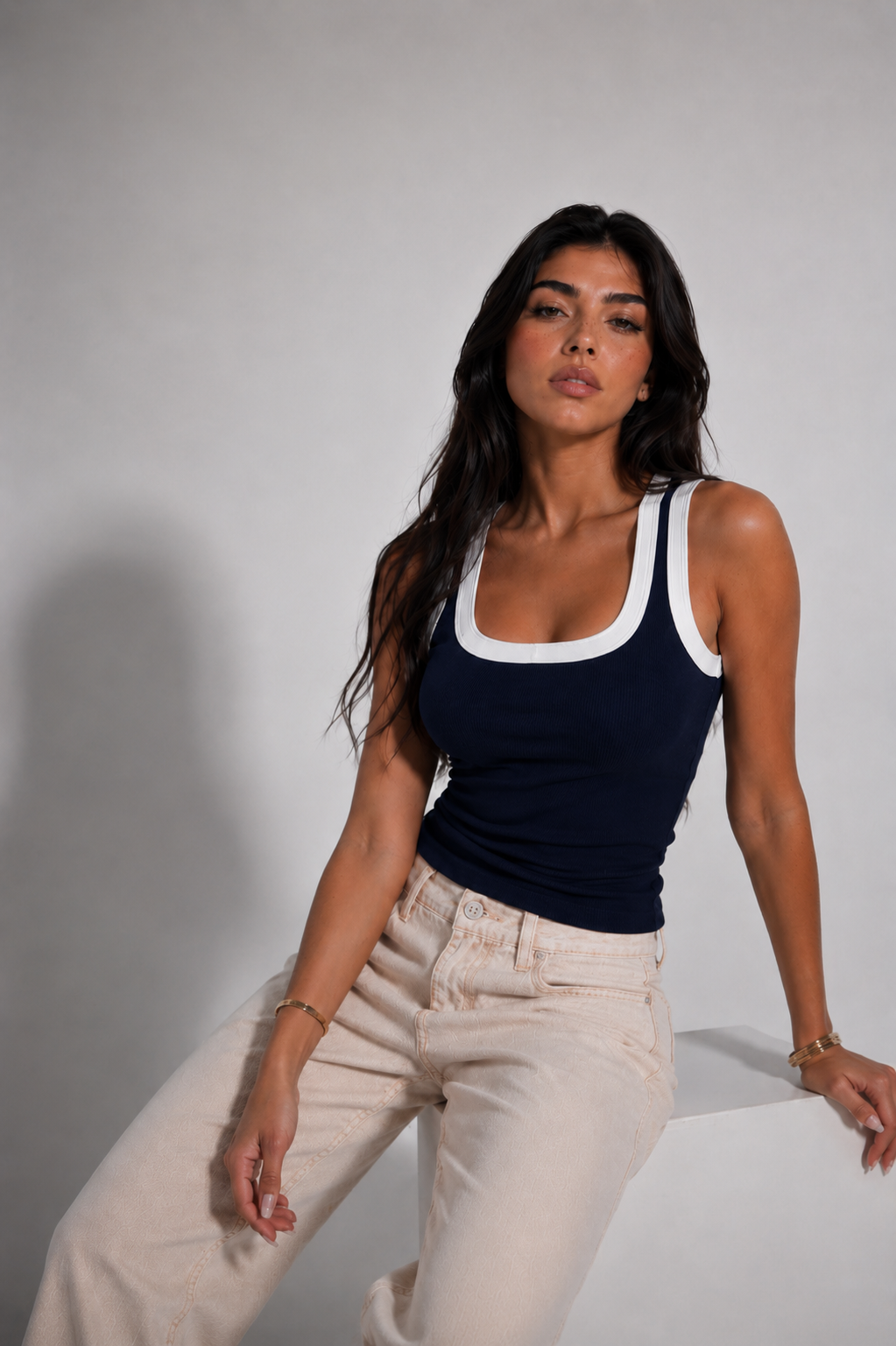 LAYER NAVY TANK TOP