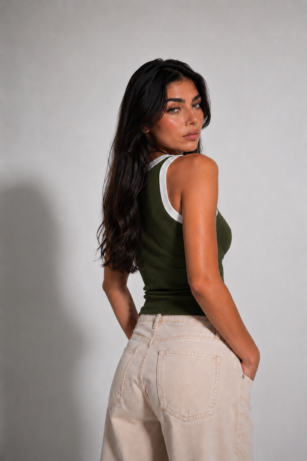 LAYER OLIVE GREEN TANK TOP