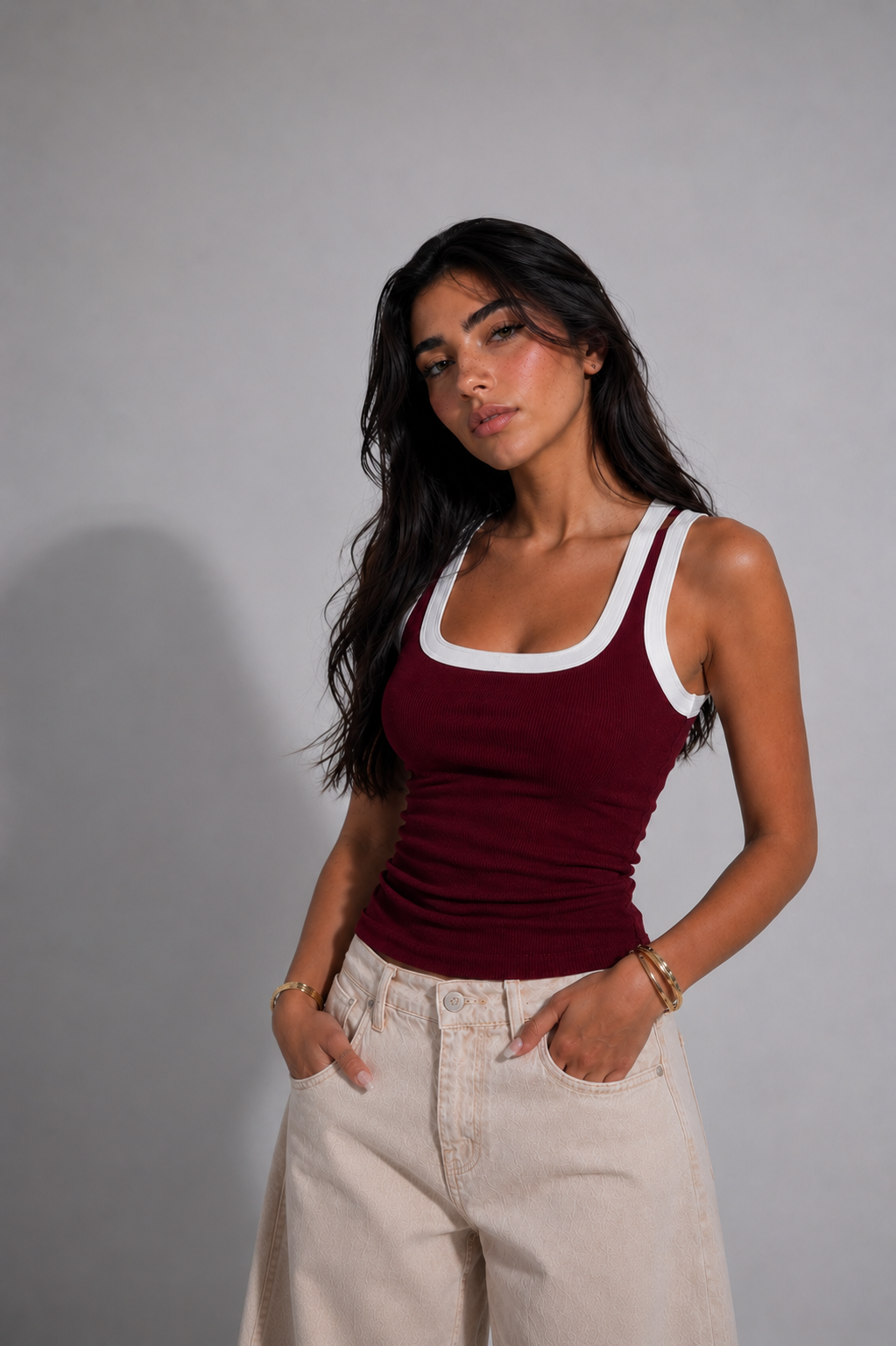 LAYER BURGANDY TANK TOP