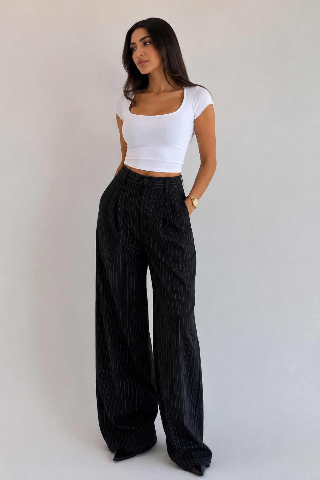 BLACK STRIPED PANTS
