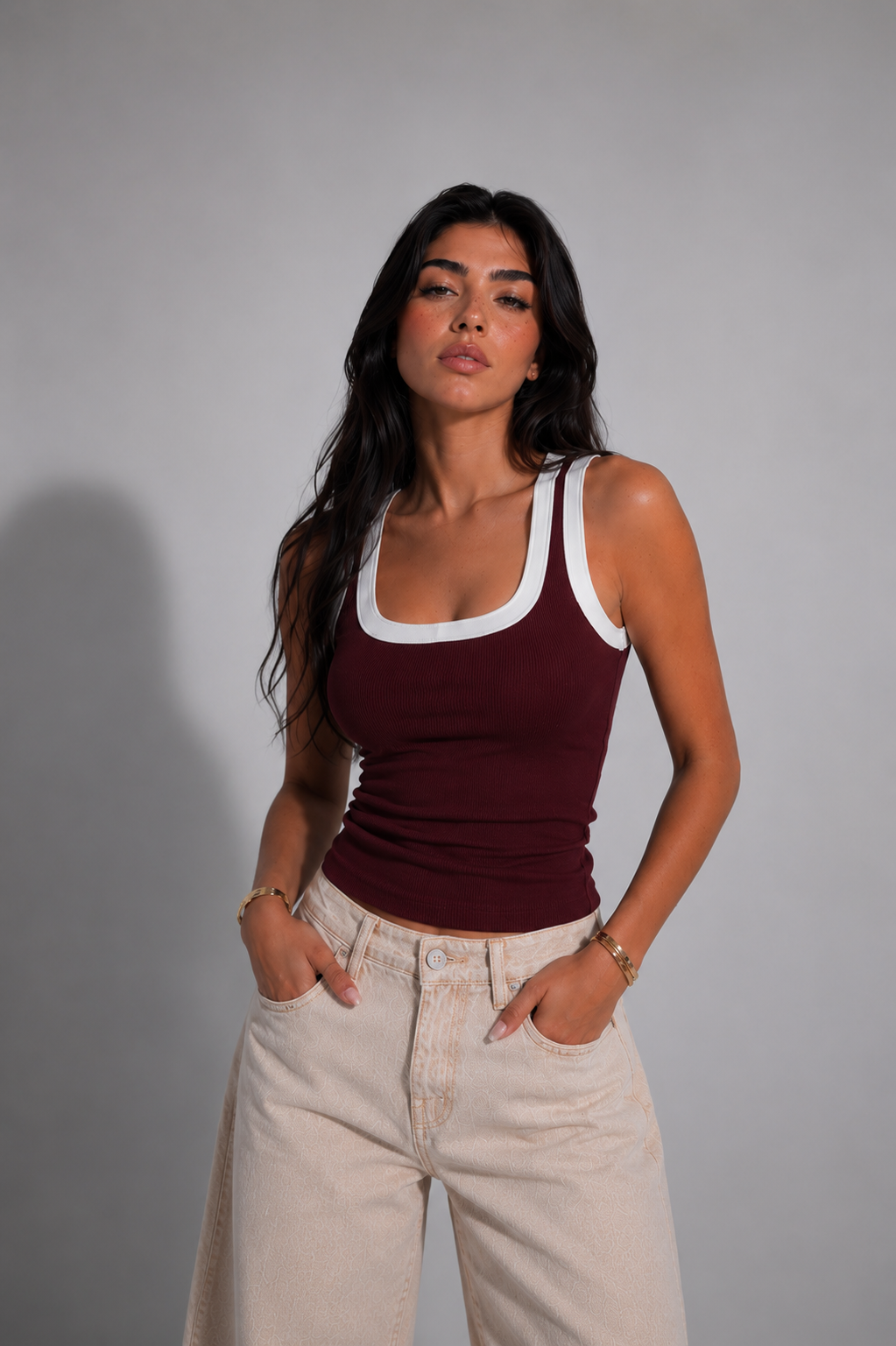 LAYER BURGANDY TANK TOP