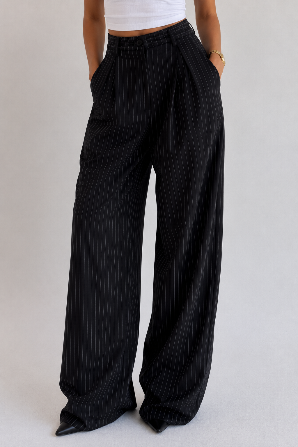 BLACK STRIPED PANTS